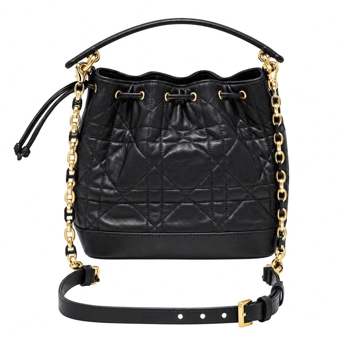 Dior Jolie Bucket Bag in Black with Gold Chain Strap