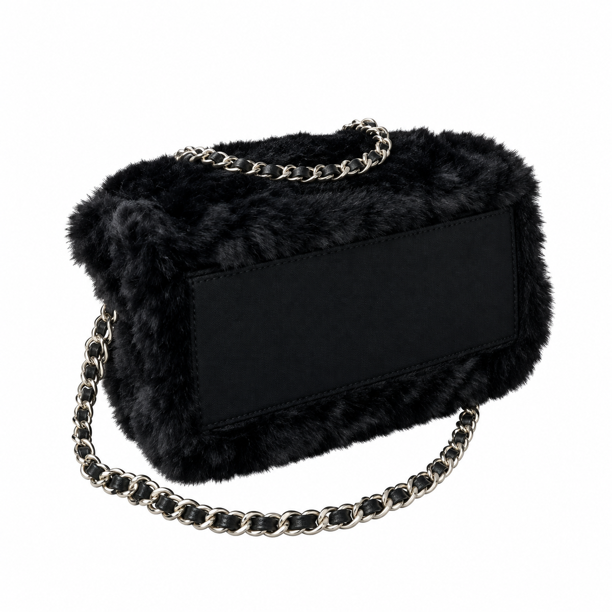 Chanel Black Faux Fur Classic Flap Bag