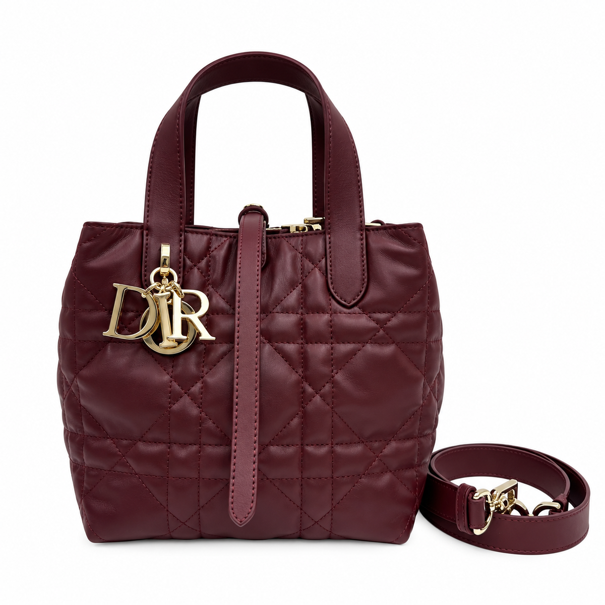 Dior Quilted Cannage Mini Doctor Bag with Top Handle and Removable Strap