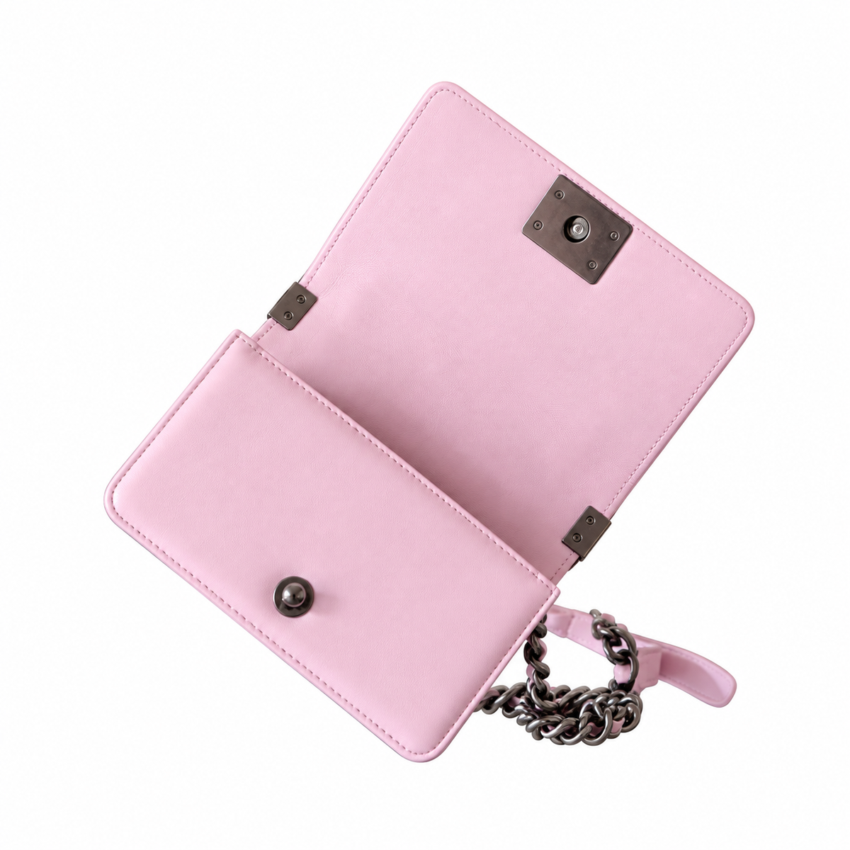 Chanel Pink Quilted Lambskin Boy Bag Silver Hardware