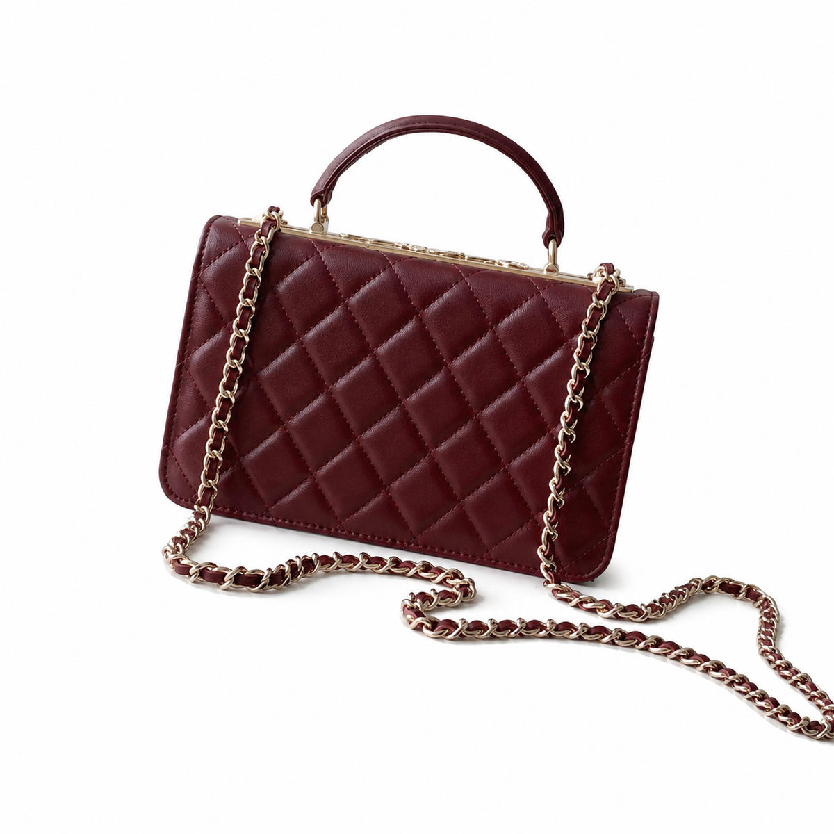 Chanel Quilted Leather Chain Clutch Bag
