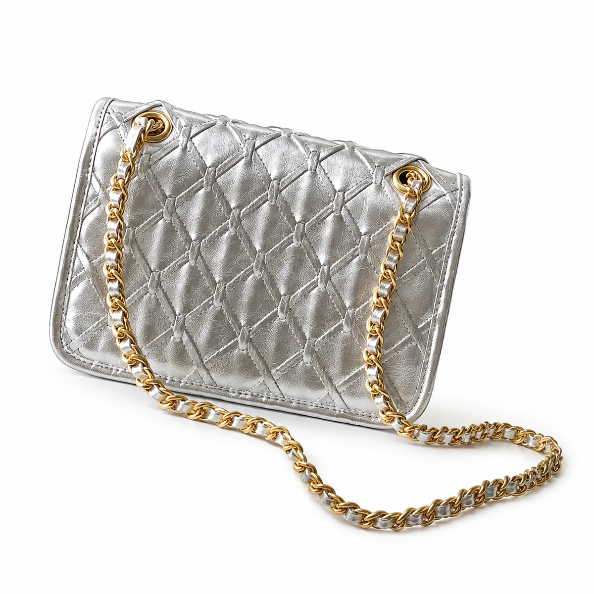 Chanel 2.55 Reissue Mini Flap Bag in Silver Metallic Leather