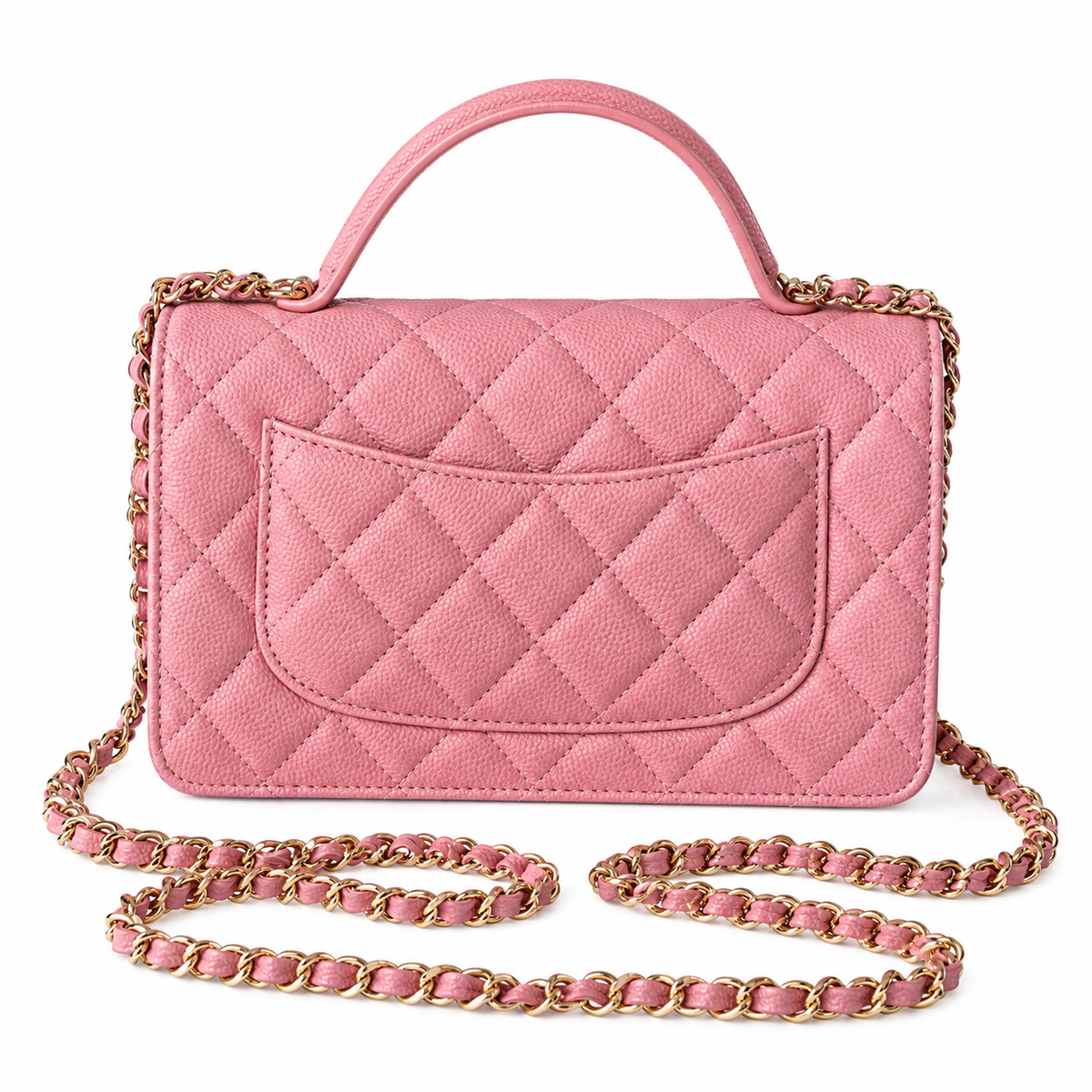 Chanel Pink Caviar Quilted Mini Top Handle Flap Bag