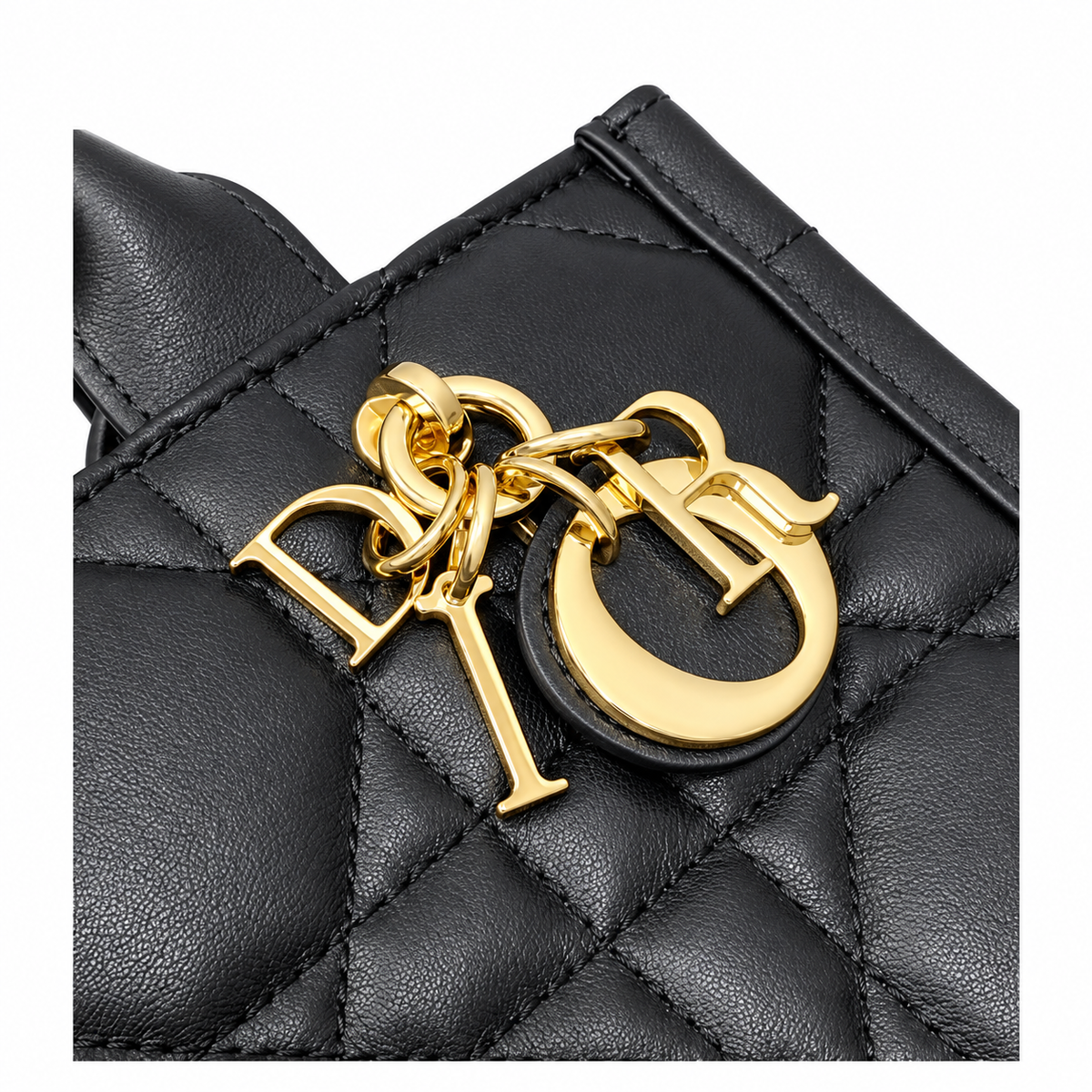 Dior Lady D-Joy Bag in Black Cannage Leather with Gold CD Charm