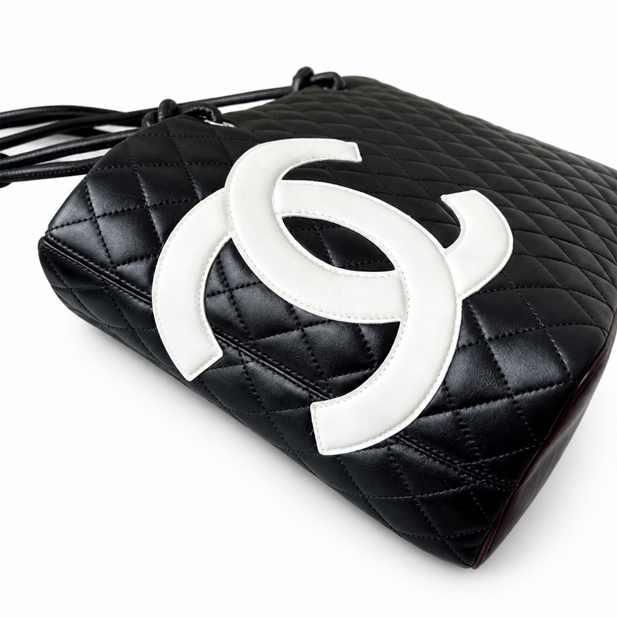 Chanel Black Quilted Tote with White CC