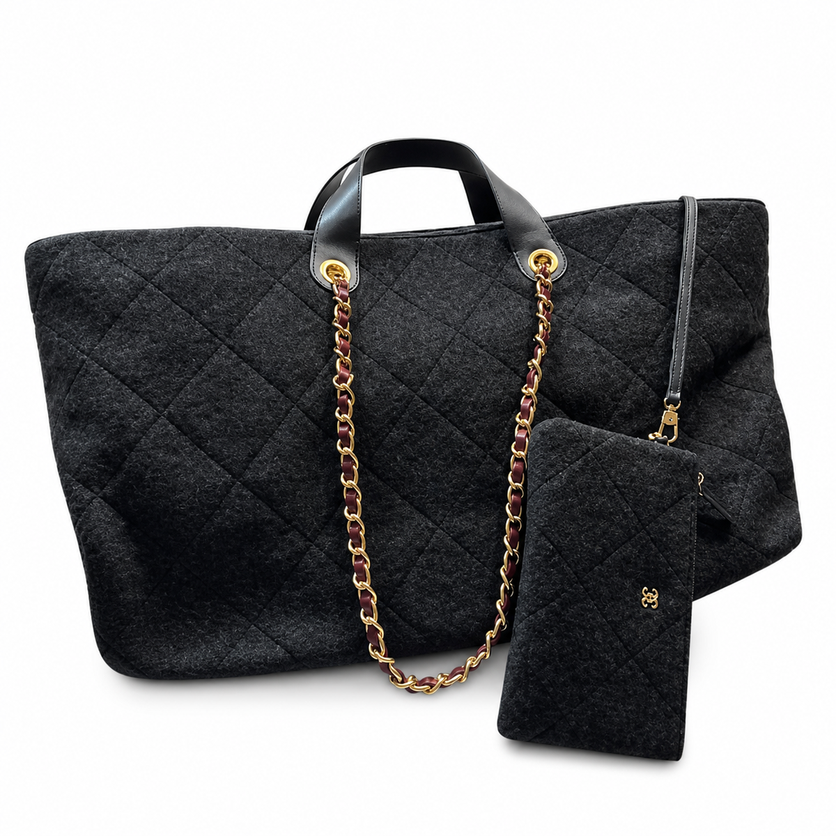 Chanel Black Quilted Tote with Pouch