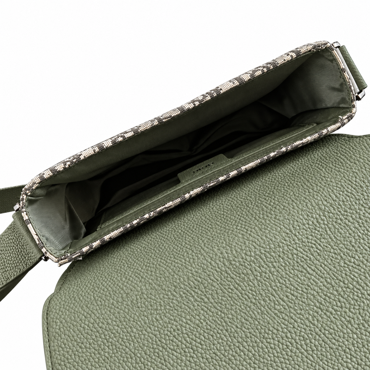 Dior Hit the Road Crossbody Bag in Khaki Green with Houndstooth Trim