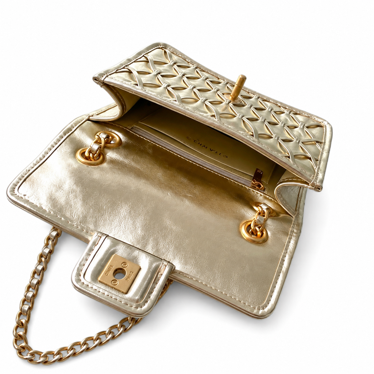 Chanel 2.55 Reissue Mini Flap Bag in Champagne Gold Metallic Leather
