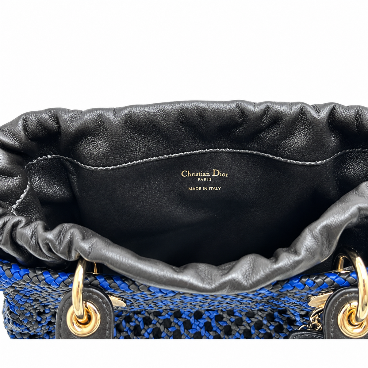 Lady Dior Medium Wicker Cannage Bag with DIOR Charms in Royal Blue