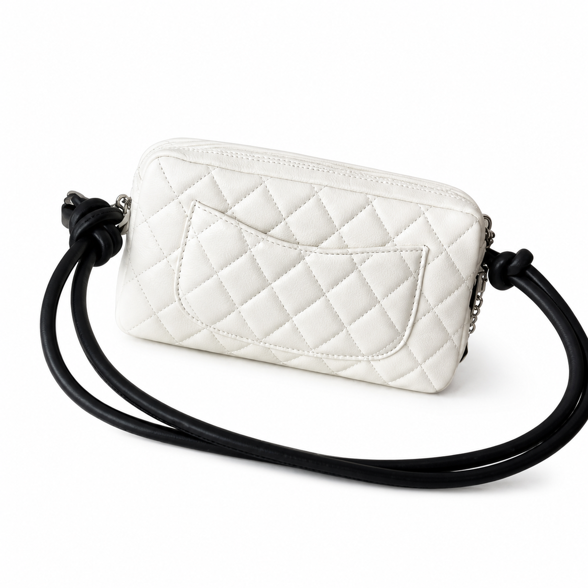 Chanel White Quilted Camera Bag
