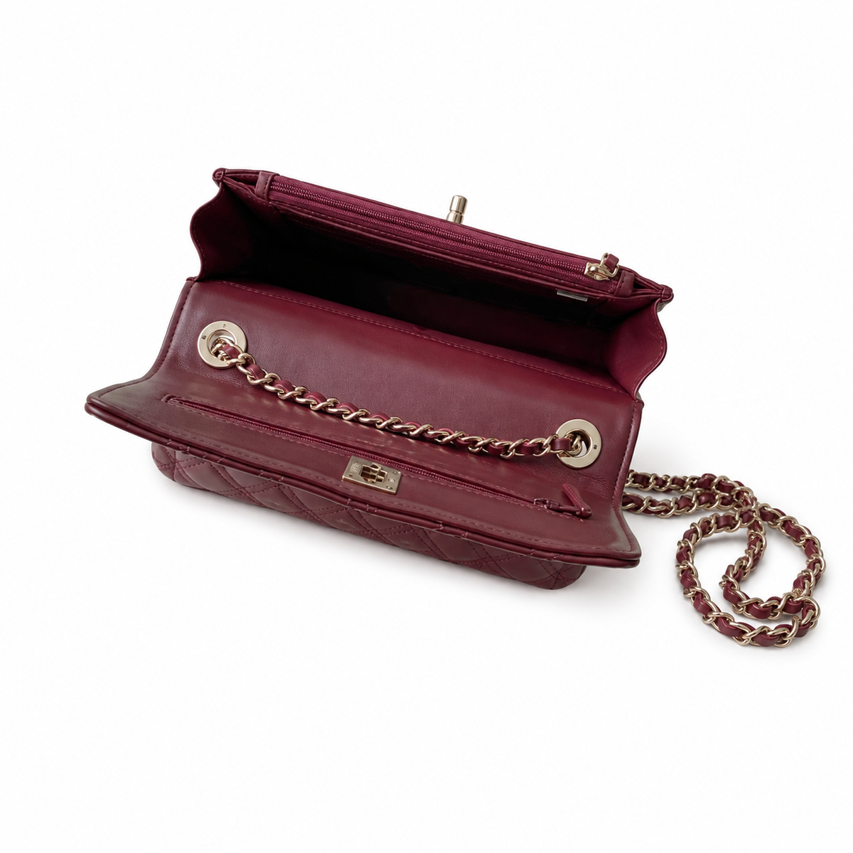 Chanel Quilted Leather Chain Clutch Bag