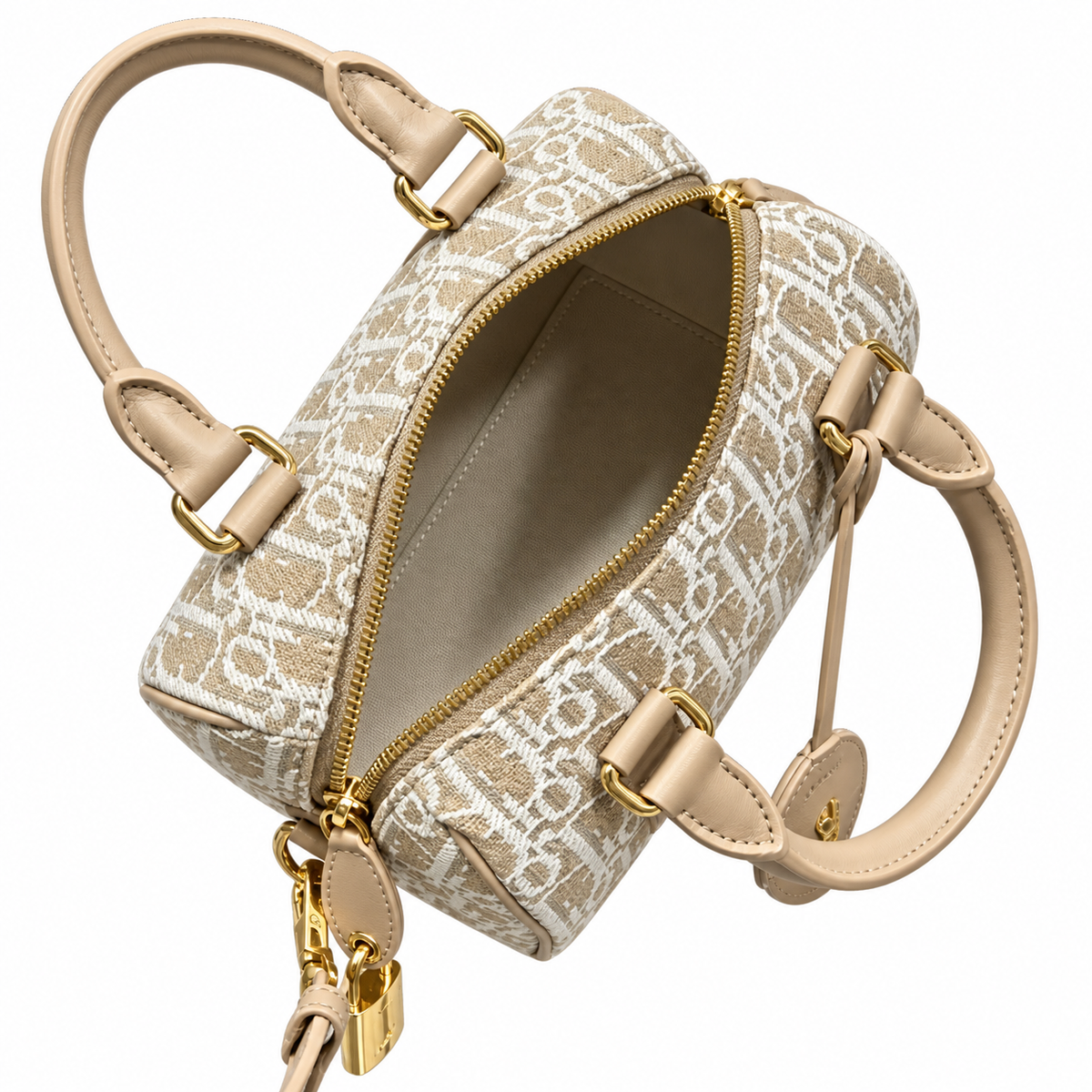 Dior Beige Oblique Jacquard Boston Bag