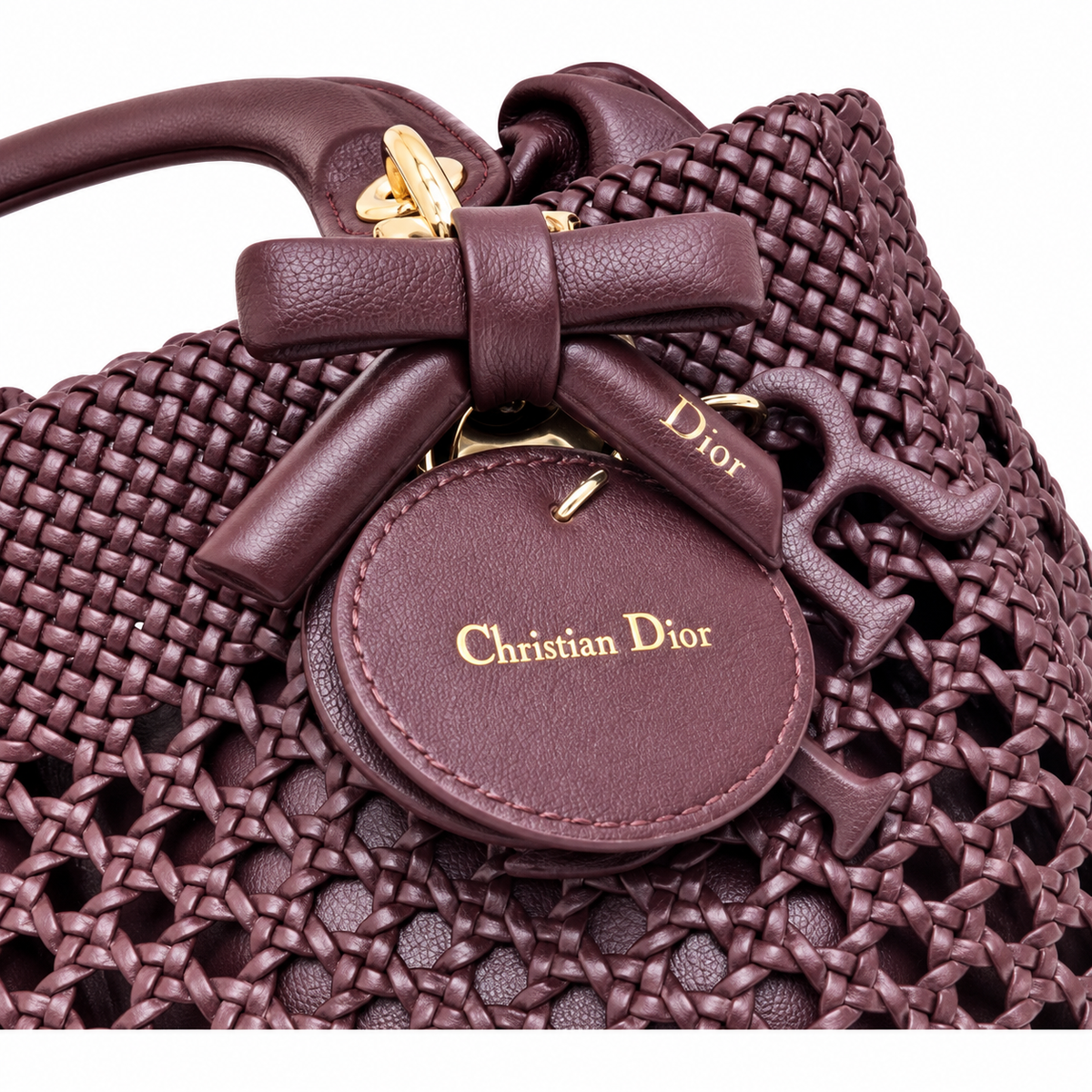 Lady Dior Medium Wicker Bag in Bordeaux