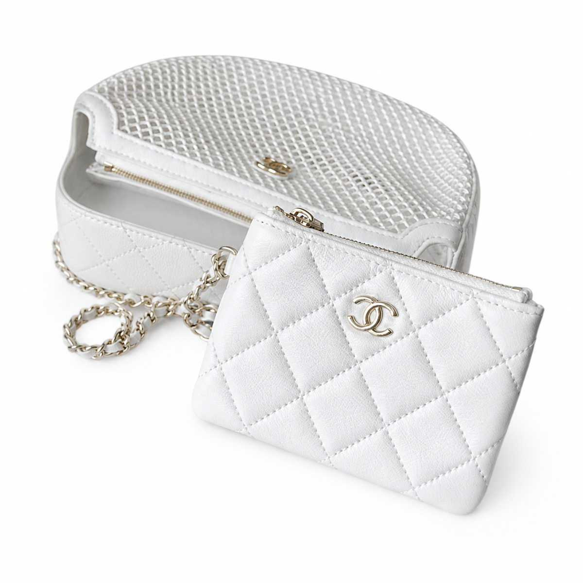 Chanel White Mesh Shoulder Bag