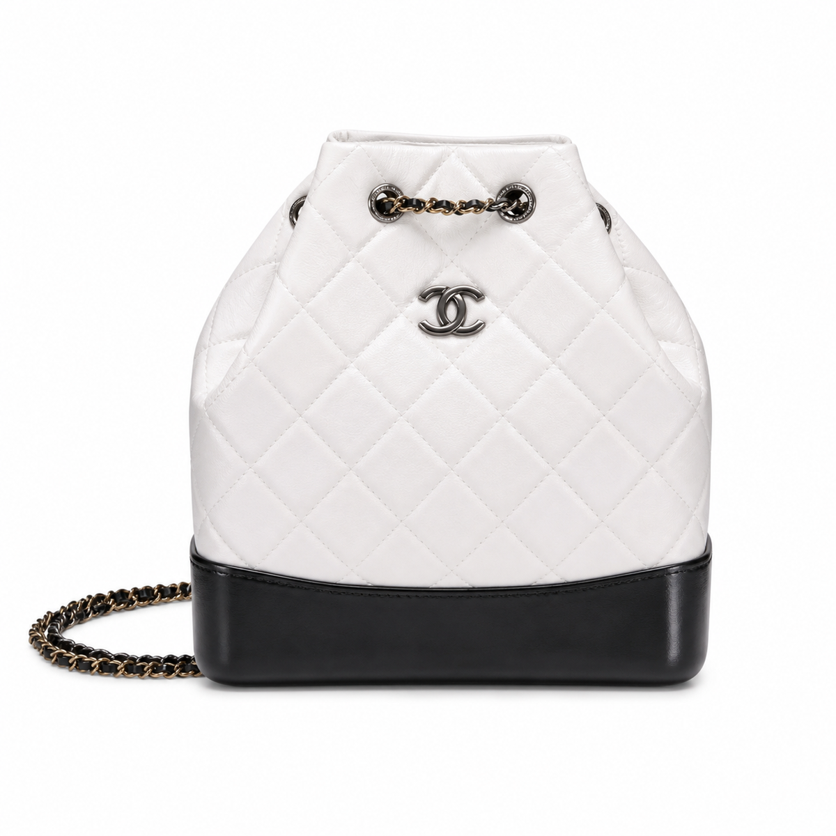 Chanel White Quilted Chain Backpack