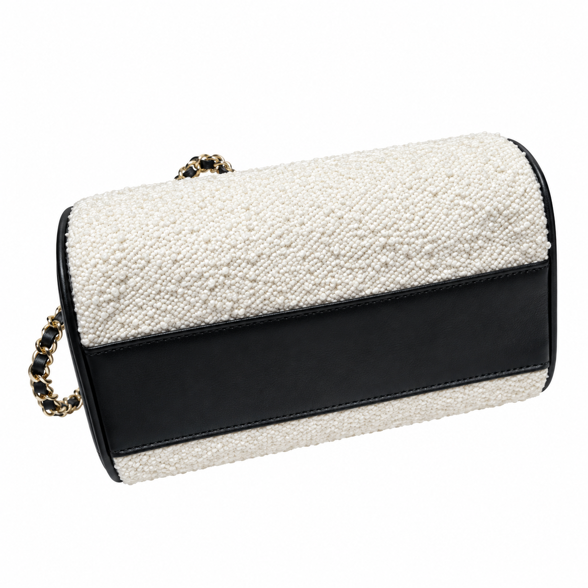 Chanel White Tweed Small Vanity Case with Chain