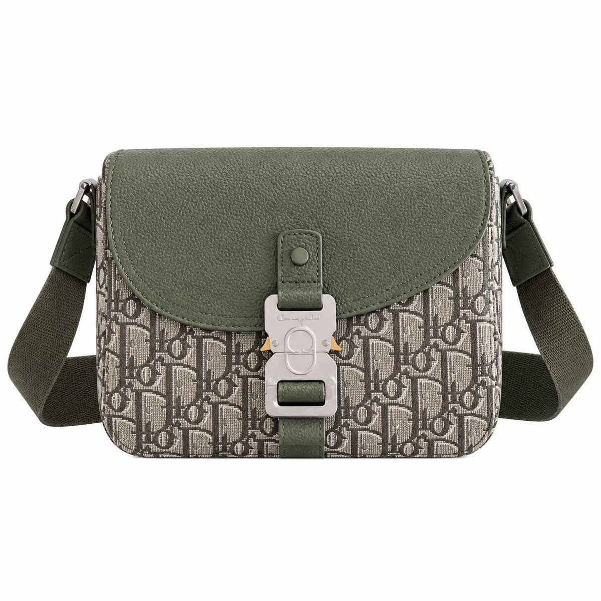 Dior Hit the Road Crossbody Bag in Khaki Green with Houndstooth Trim