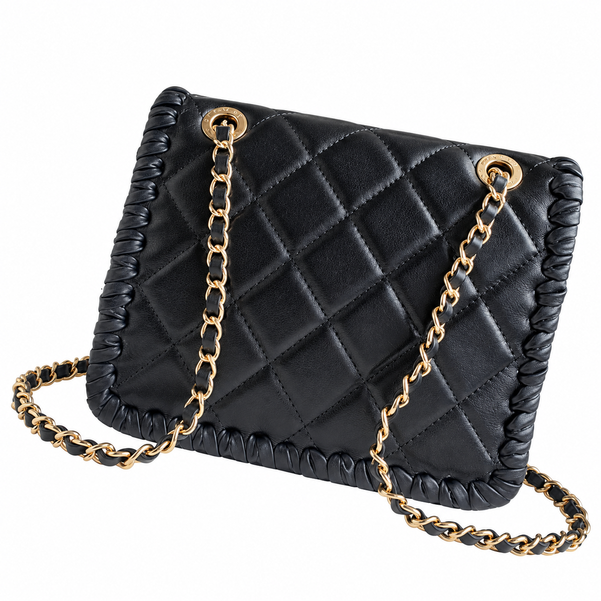 Chanel Black Quilted Flap Bag with Braided Edge