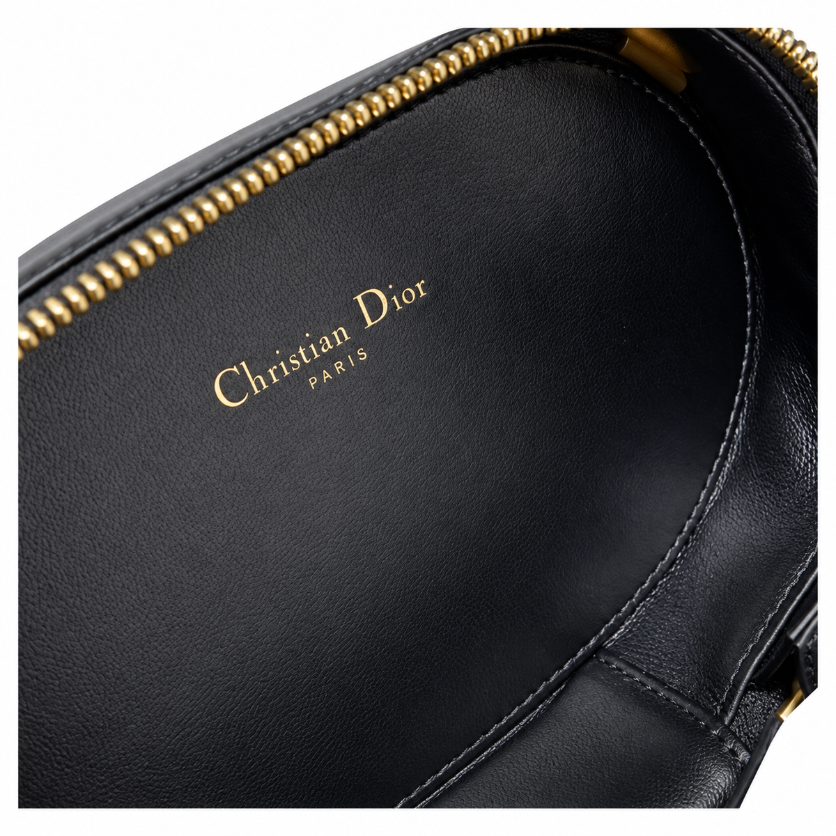 Dior Black Oval CD Embossed Chain Bag