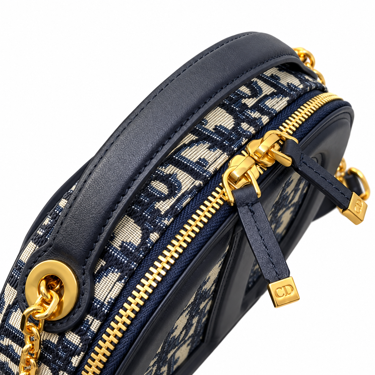 Dior Navy Oblique Oval CD Chain Bag