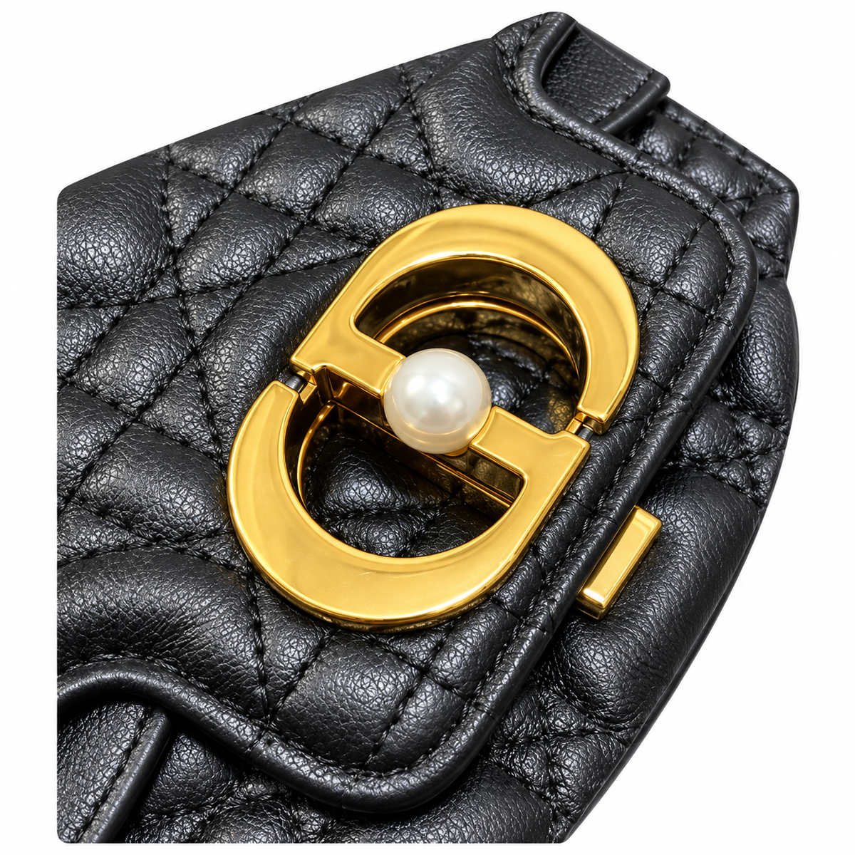 Dior Small Jouis Flap Bag in Black with Pearl CD Clasp