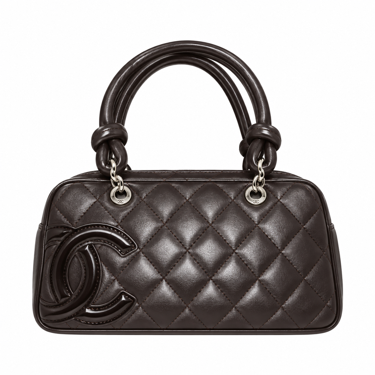 Chanel Dark Brown Cambon Quilted CC Bowler Bag