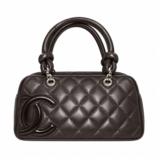 Chanel Dark Brown Cambon Quilted CC Bowler Bag