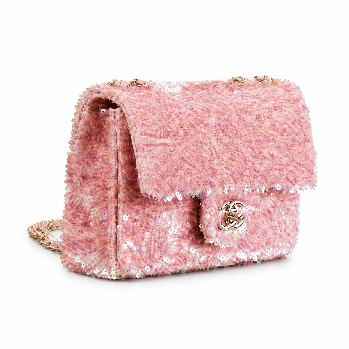 Chanel Pink Sequin Flap Chain Bag