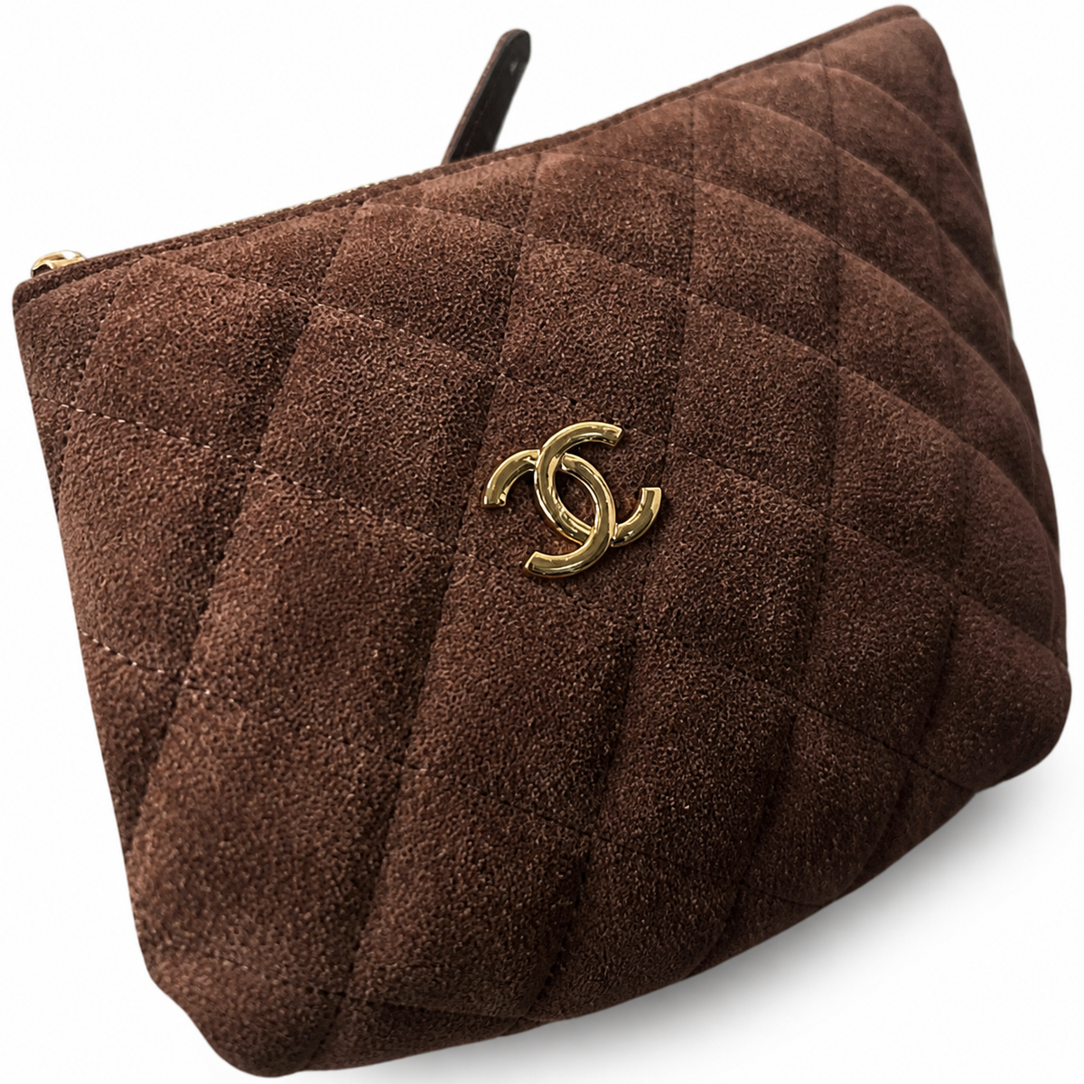 Chanel Brown Quilted Zip Shoulder Bag