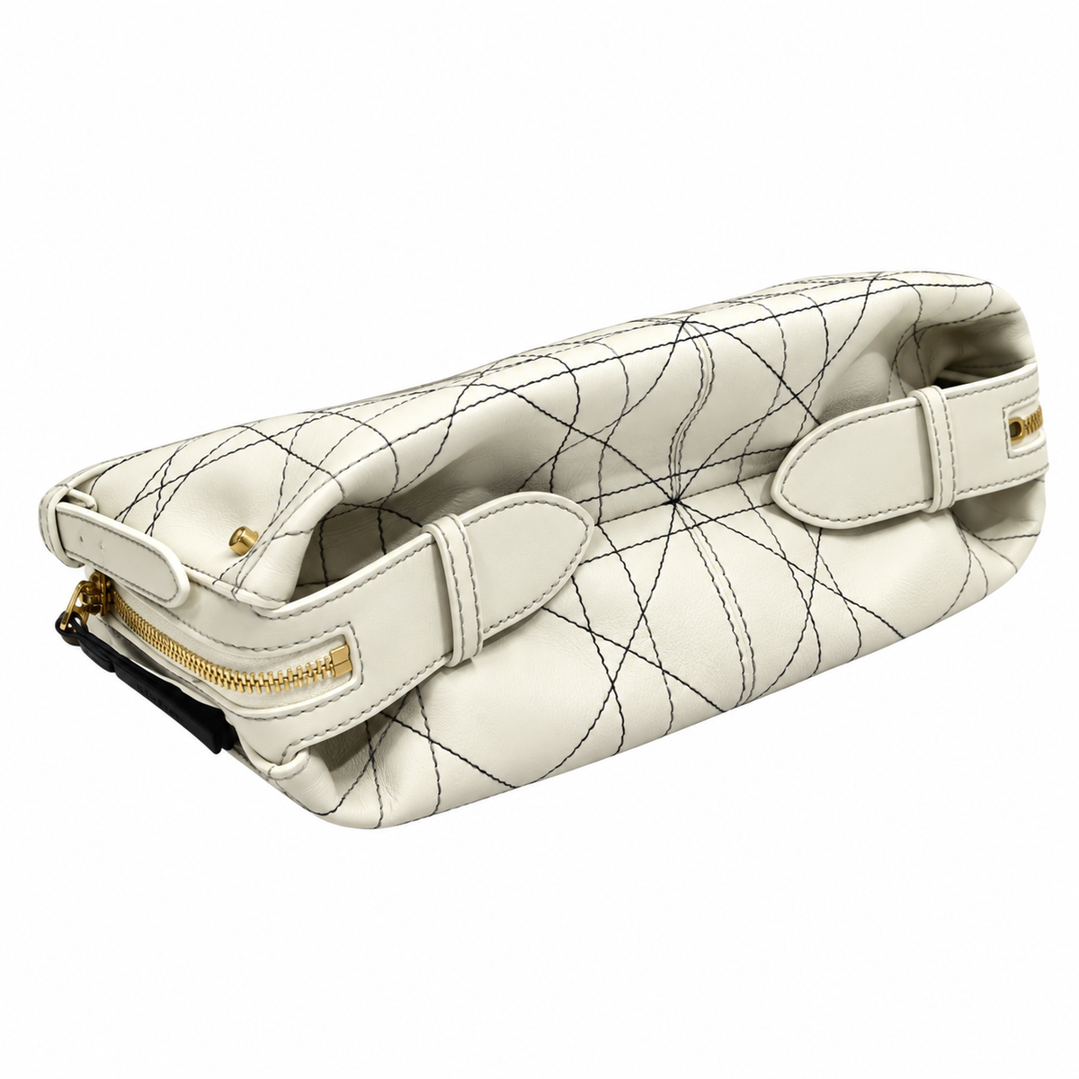 Dior Vibe Hobo Bag in White with Black Cannage Stitching