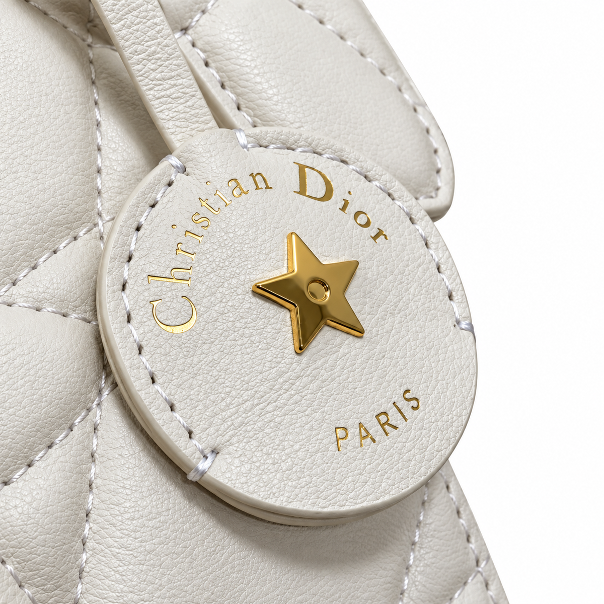 Dior White Cannage Quilted Boston Bag