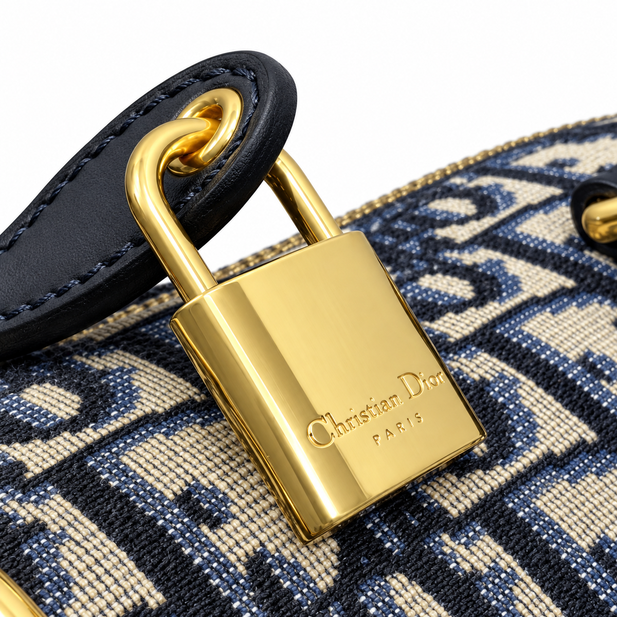Dior Navy Oblique Jacquard Boston Bag