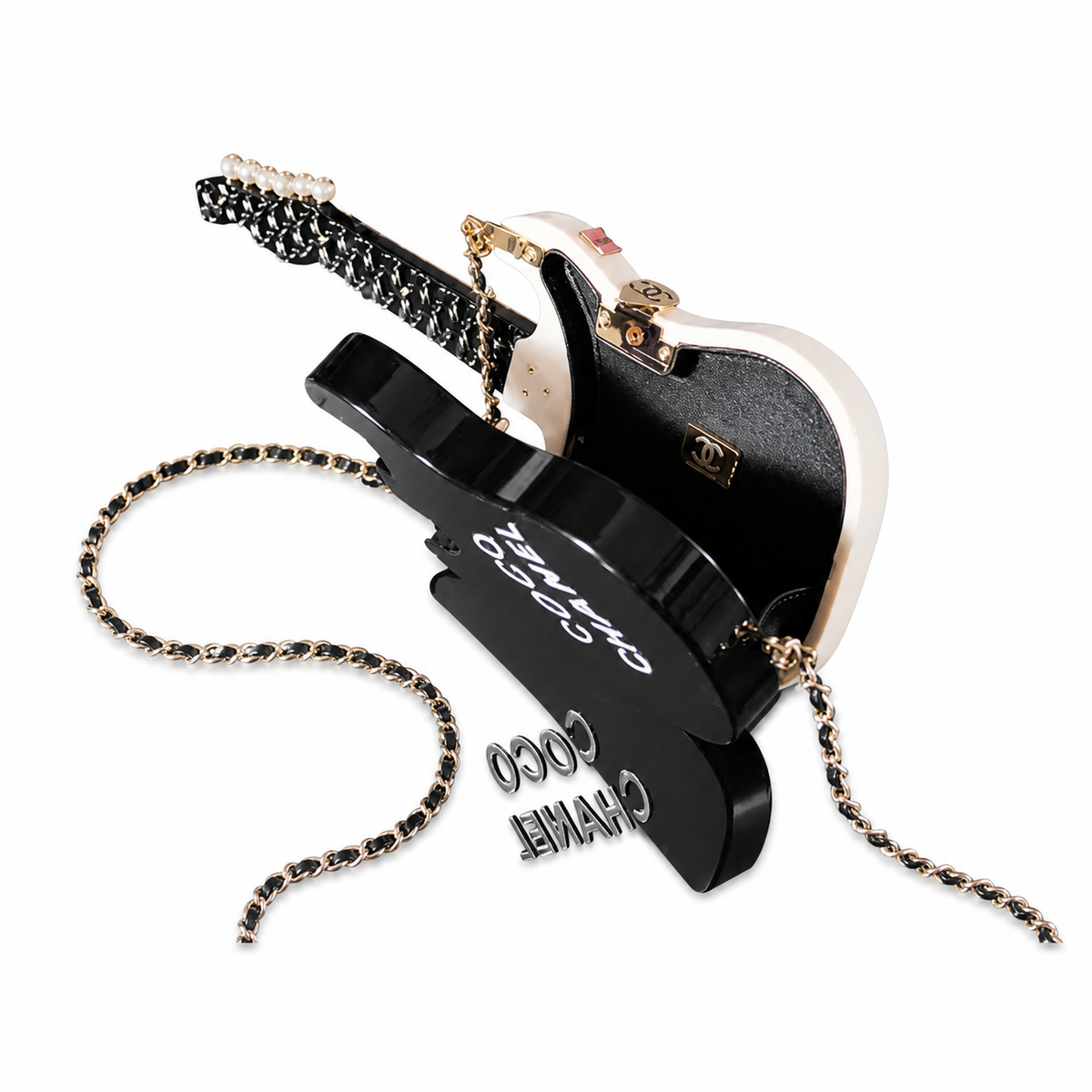 Chanel Guitar-Shaped Chain Crossbody Bag