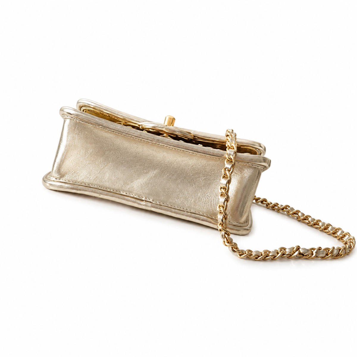 Chanel 2.55 Reissue Mini Flap Bag in Champagne Gold Metallic Leather