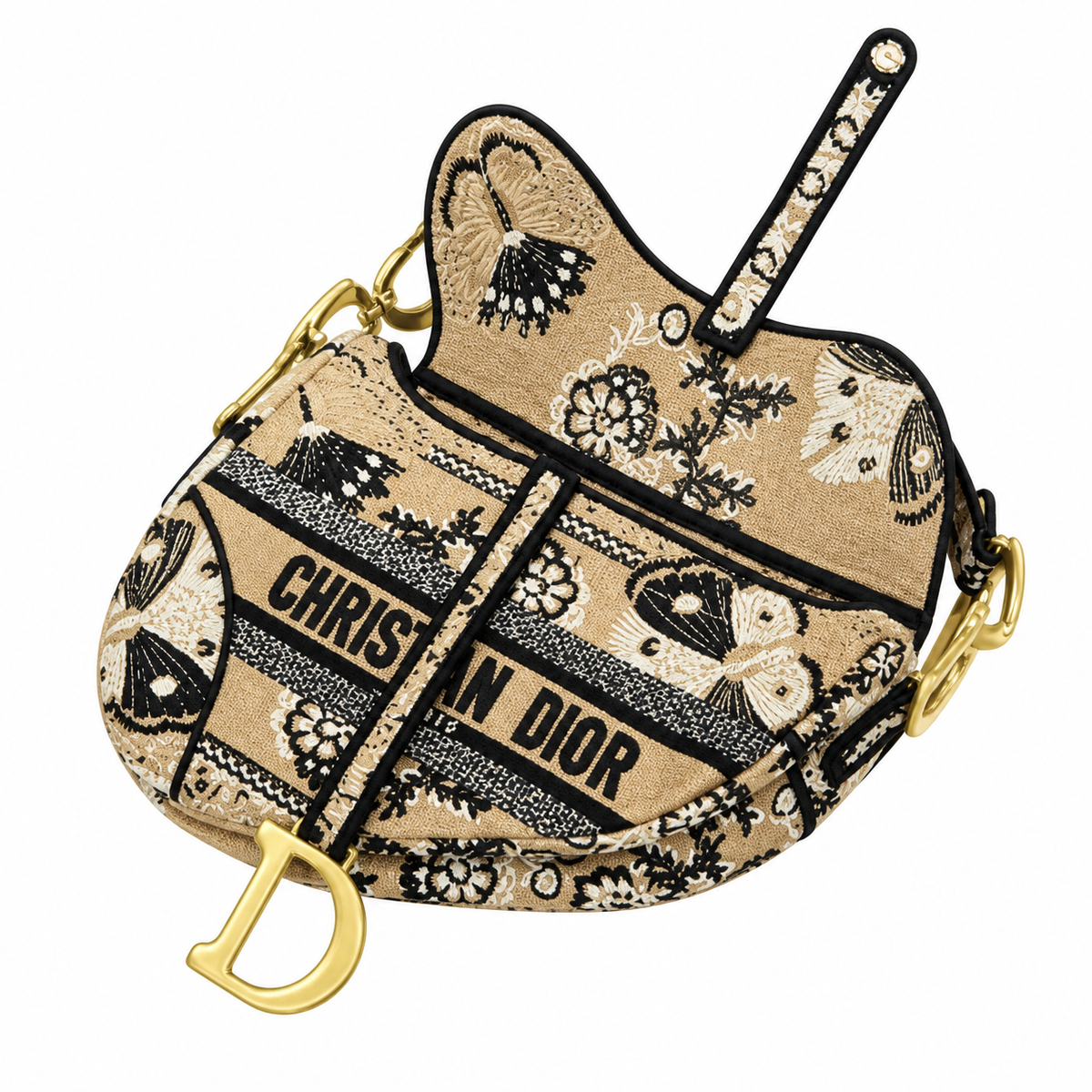 Dior Quilted Cannage Flap Shoulder Bag with Adjustable Strap