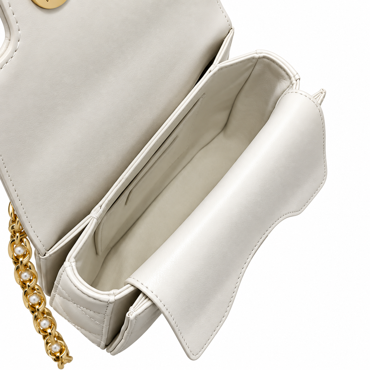 Dior Small Jouis Flap Bag in White with Pearl Chain Strap