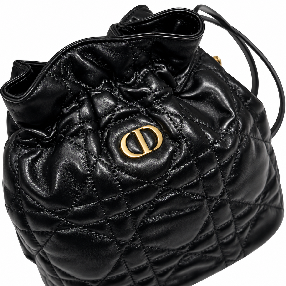 Dior Black Cannage Quilted CD Chain Bucket Bag
