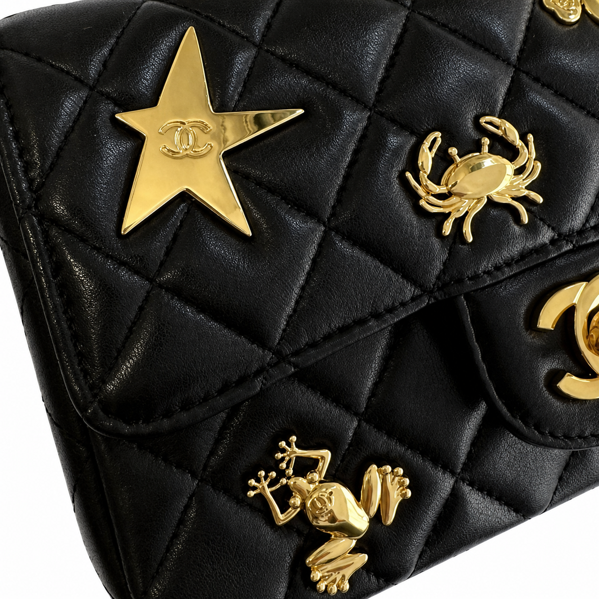 Chanel Black Quilted Charm Flap Bag