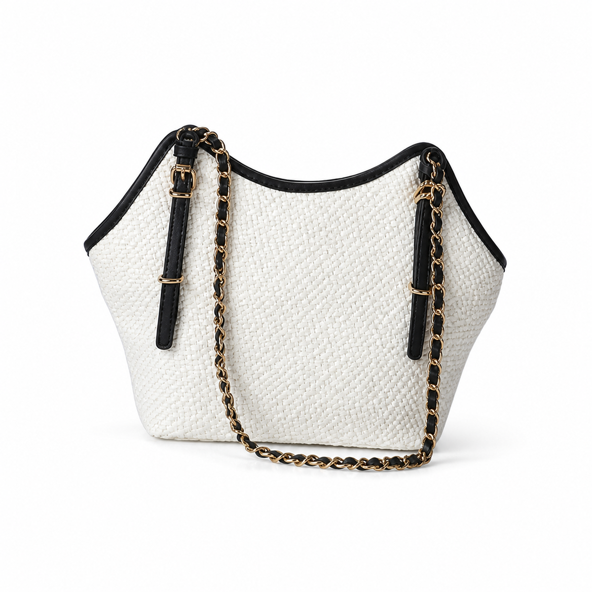 Chanel Quilted Tote Bag with Leather-Woven Chain Strap