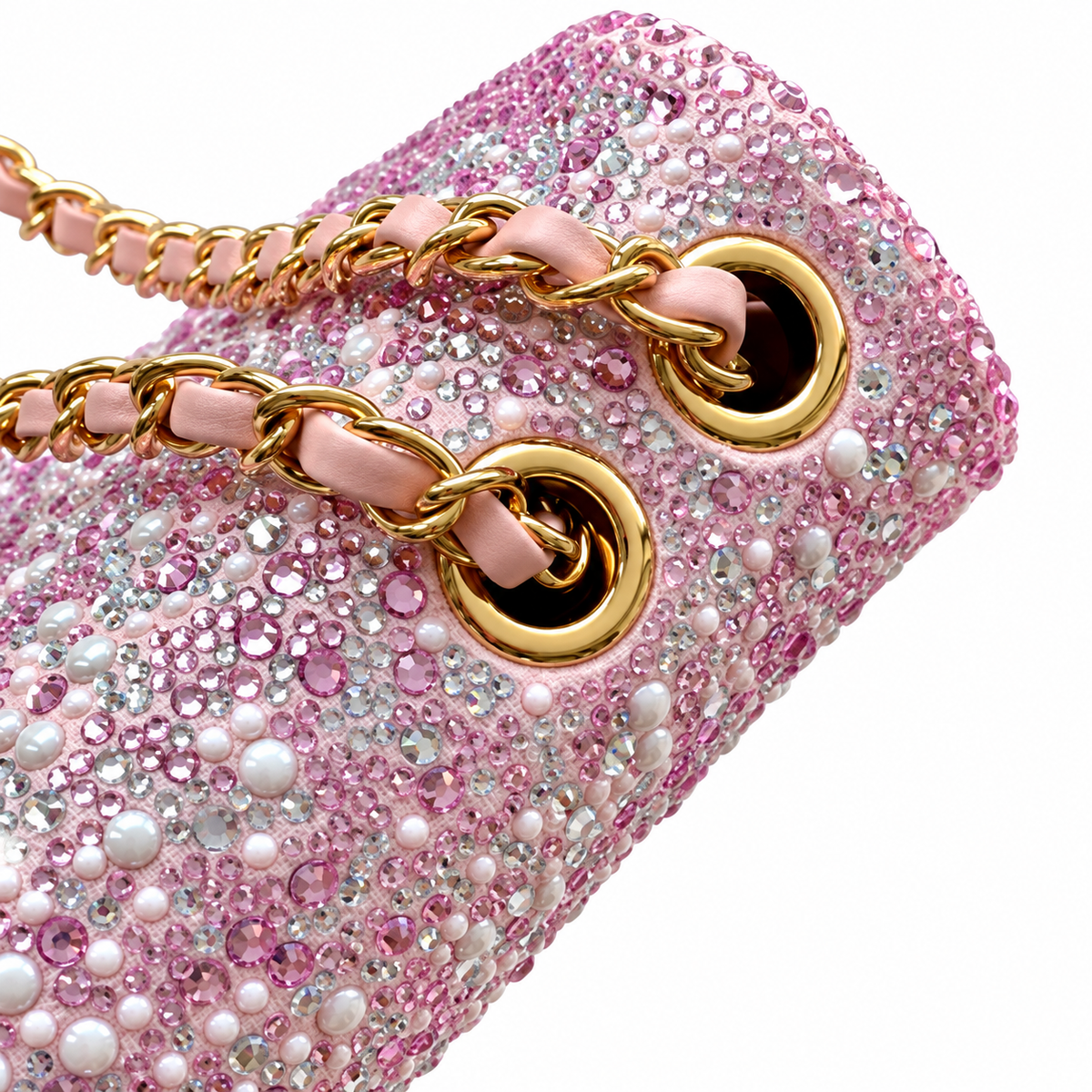 Chanel Pink Pearl Crystal Embellished Flap Bag