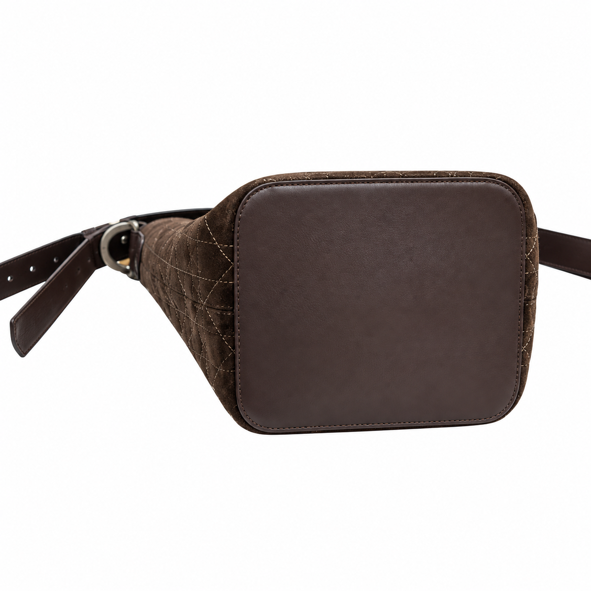 Dior Cannage Quilted Suede Large Hobo Shoulder Bag in Chocolate Brown