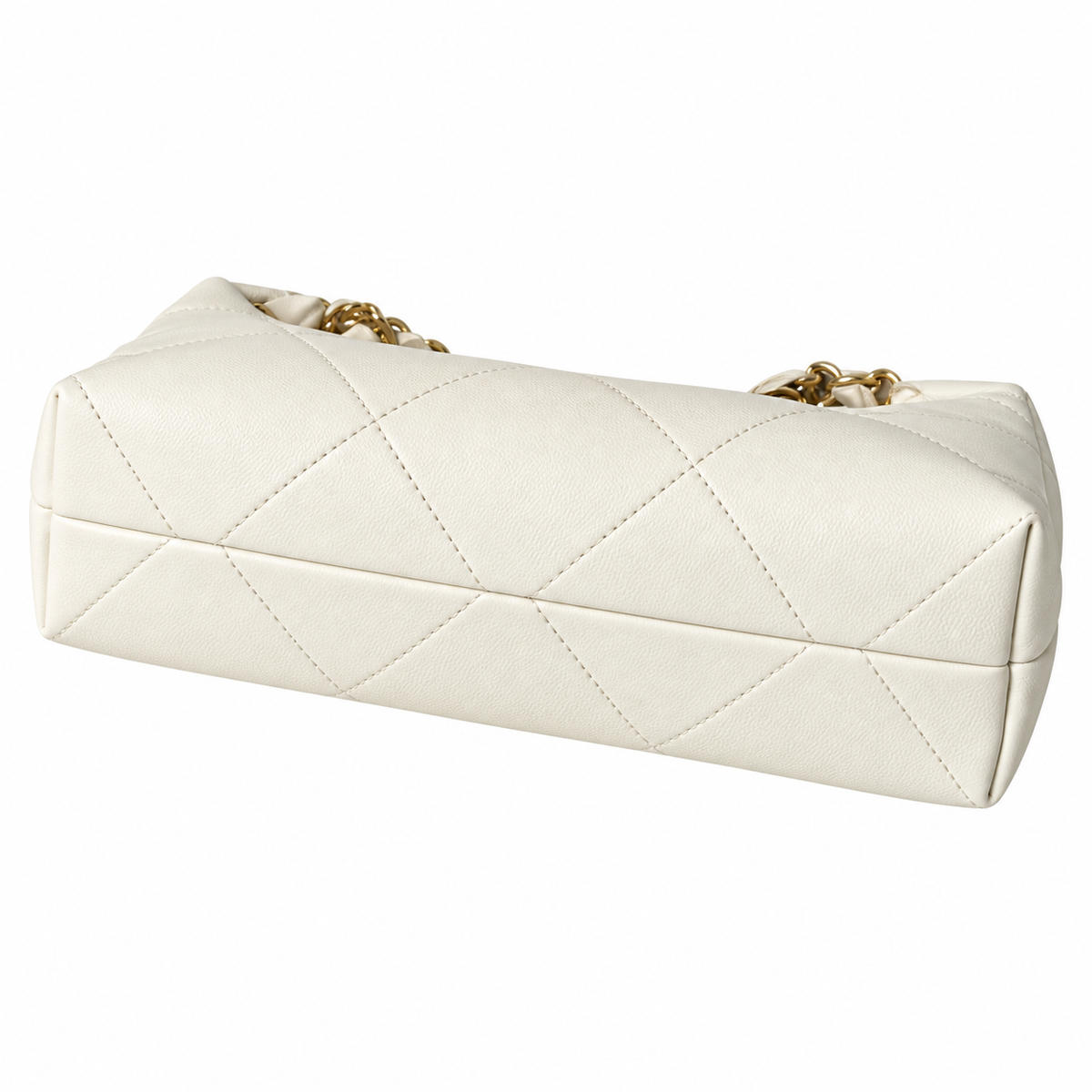 Chanel White Quilted Lambskin Large 19 Flap Bag