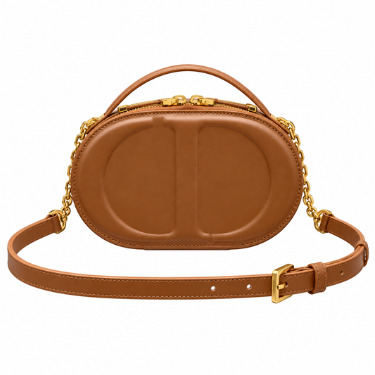 Dior Tan Oval CD Embossed Chain Bag