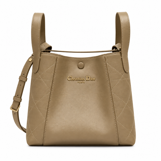 Dior Toujours Small Tote Bag in Taupe with Christian Dior Logo