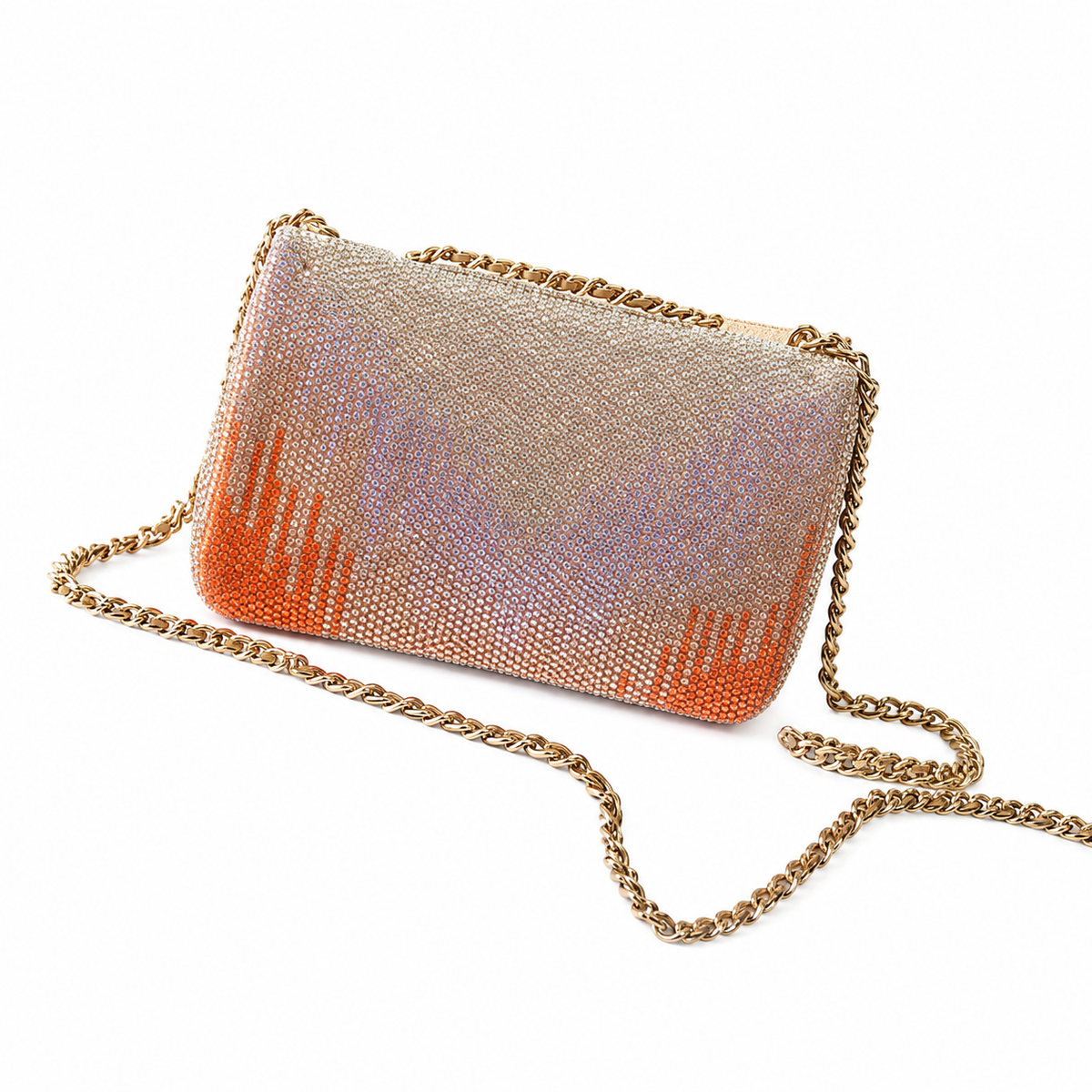 Chanel Crystal Ombre Sunset Clutch Bag with Gold Chain