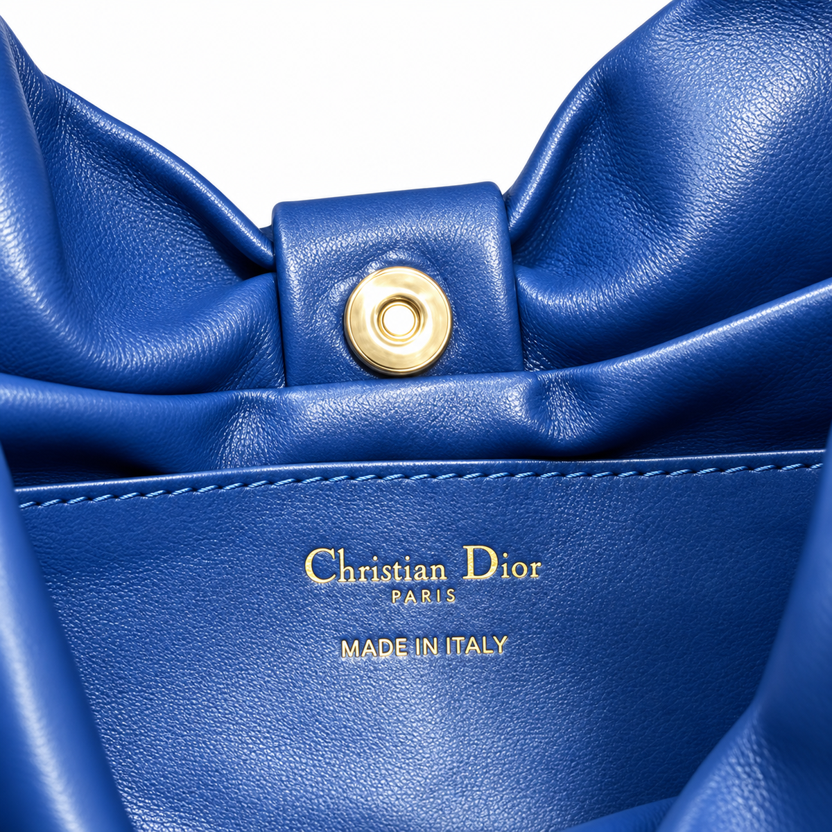 Dior Bow Bag in Royal Blue Lambskin Leather with Antique Gold Chain