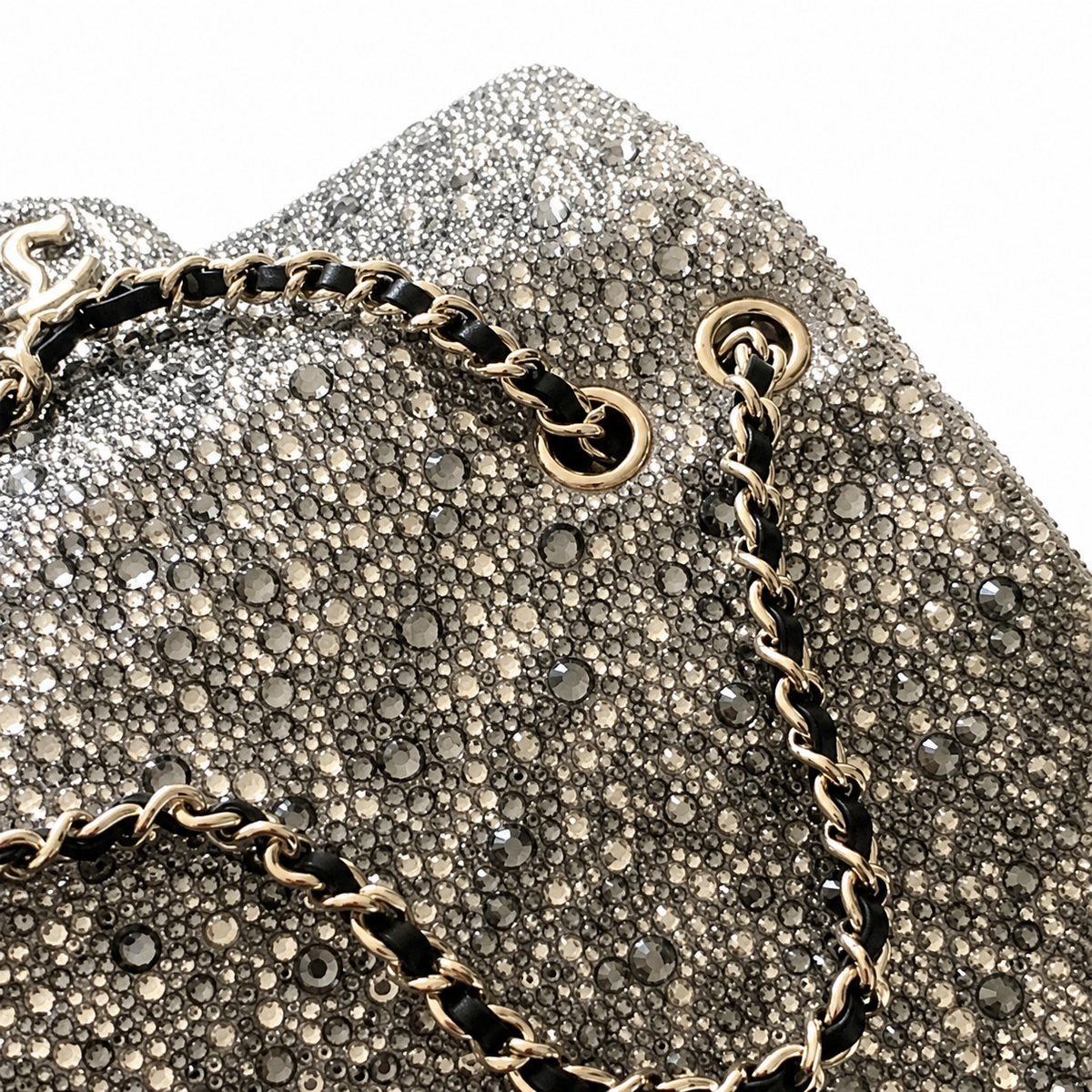 Chanel Crystal Embellished Classic Flap Bag with Gold CC Lock