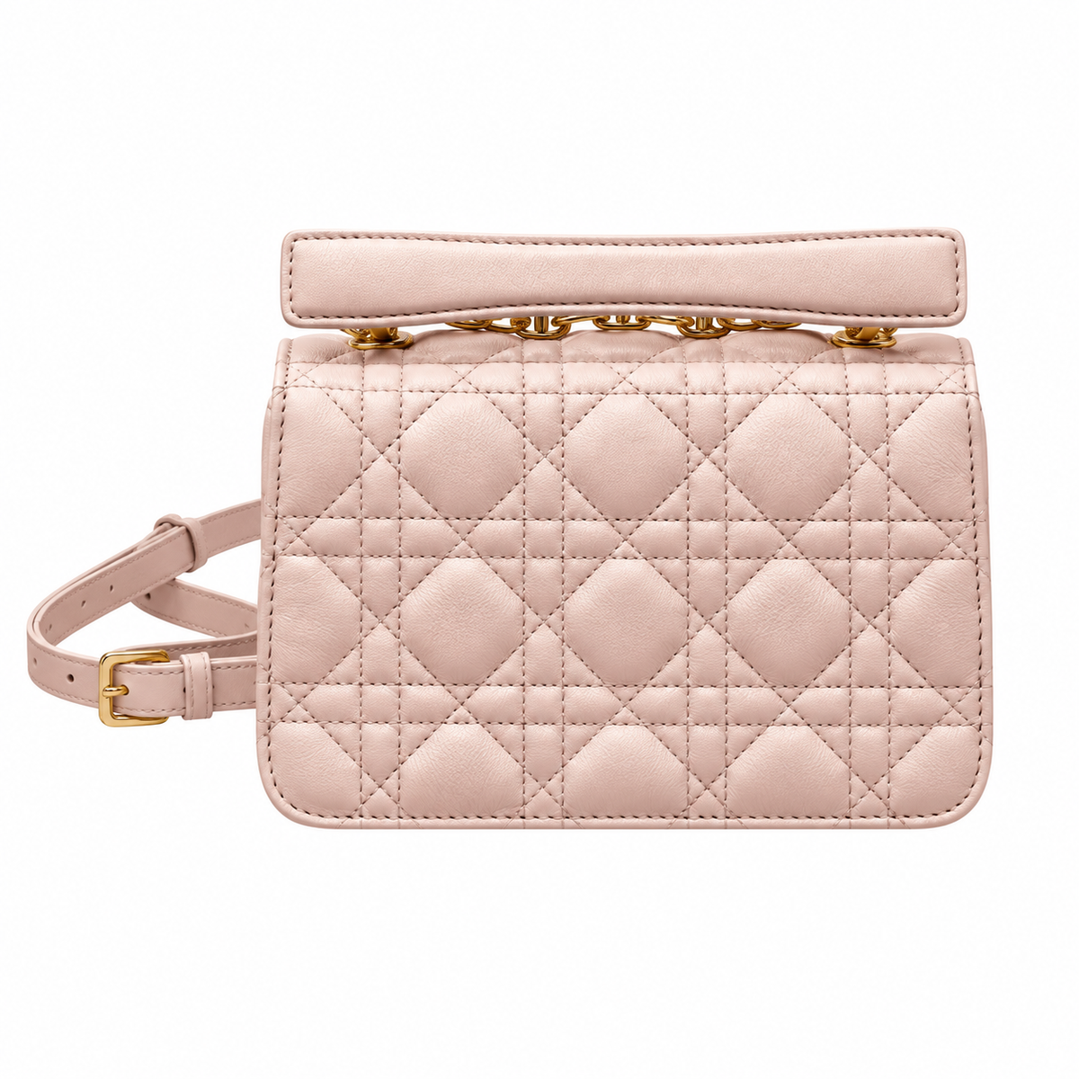 Dior Small Jouis Flap Bag in Nude Pink with Pearl Chain Strap