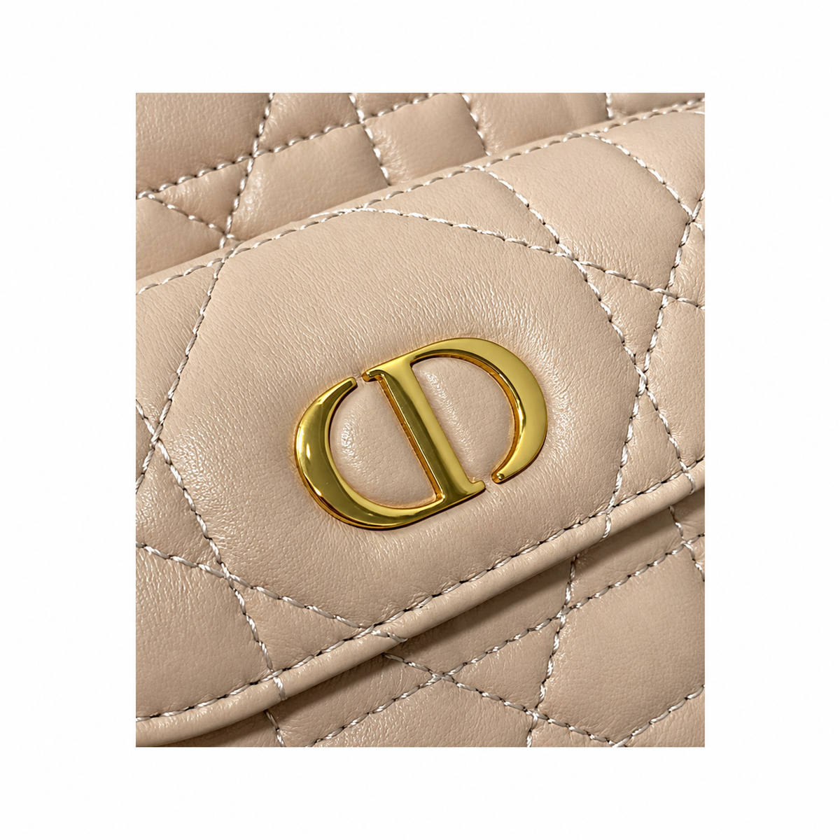 Dior Caro Bucket Bag in Rose Nude Cannage Leather with CD Clasp
