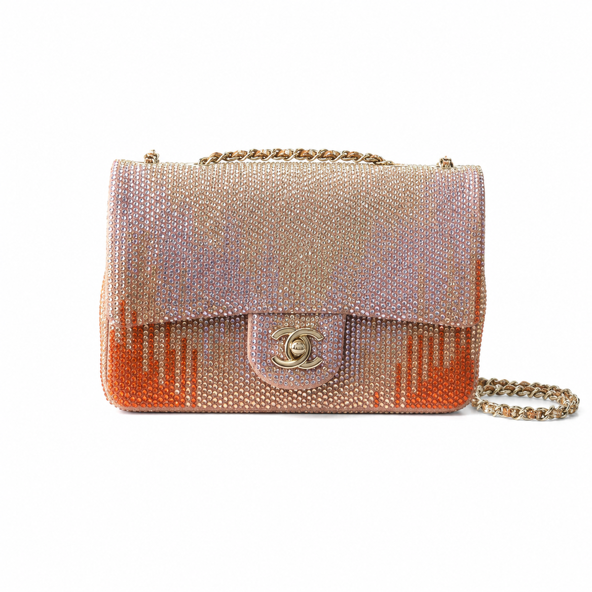 Chanel Crystal Ombre Sunset Clutch Bag with Gold Chain